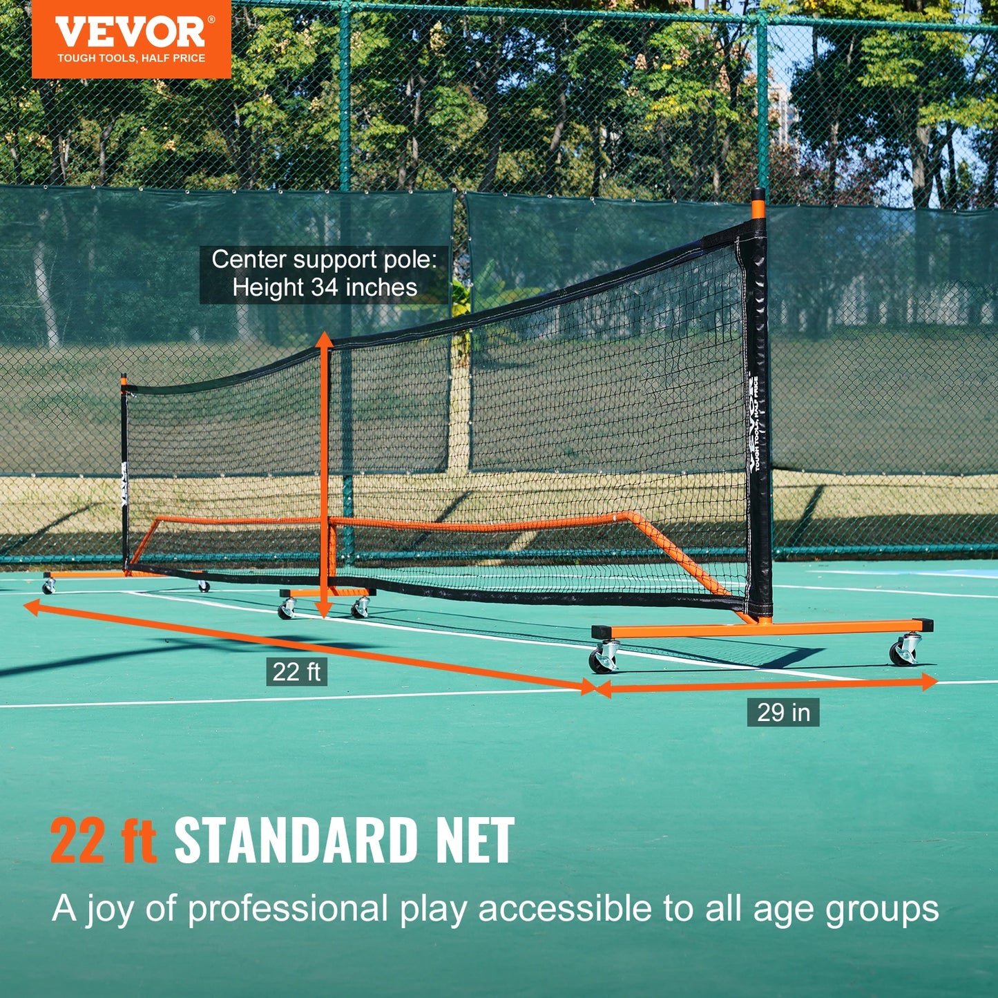 VEVOR Portable Pickleball Net System 22FT Full Court