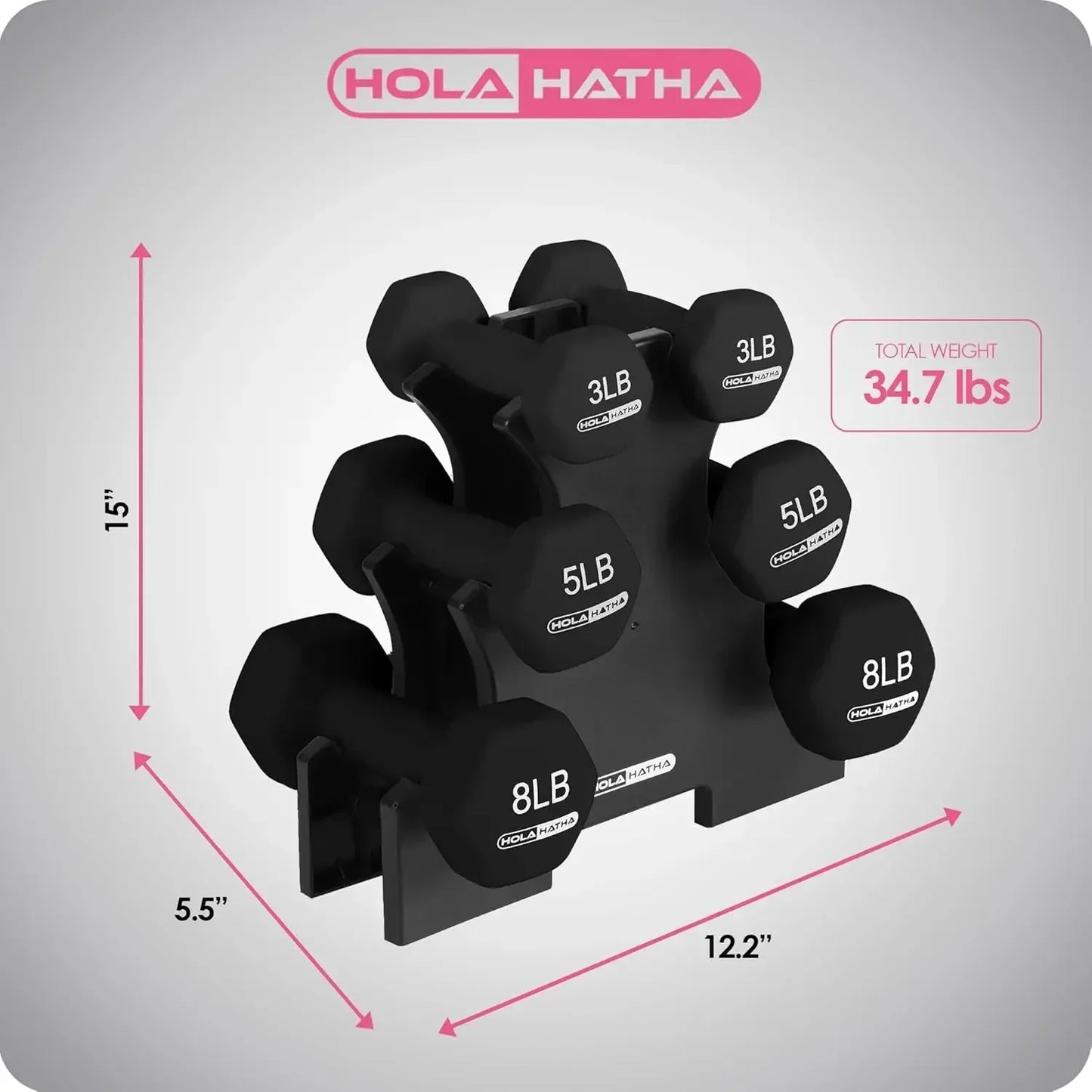 32Lbs Neoprene Dumbbell Set with Rack